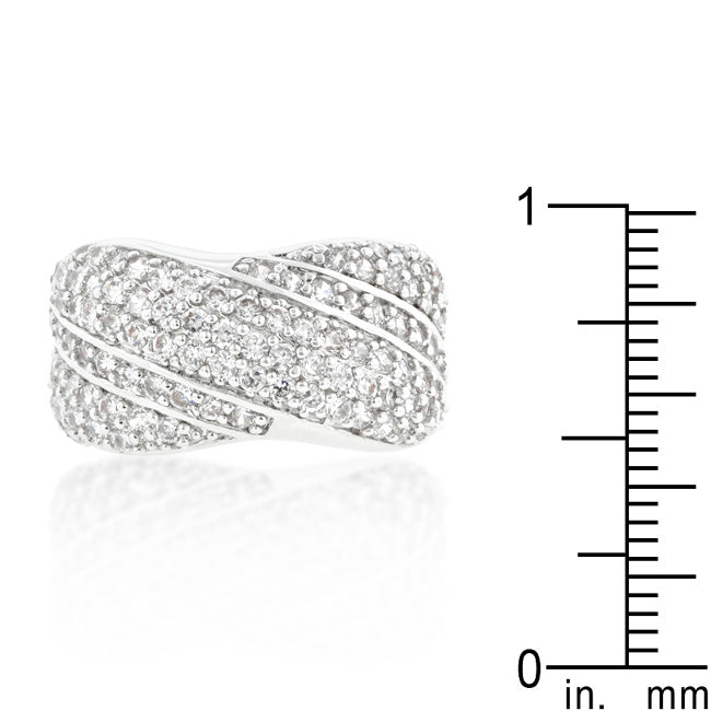 LOVCIA Diagonal Pave Set Cubic Zirconia Cocktail Ring