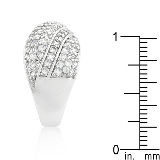 LOVCIA Diagonal Pave Set Cubic Zirconia Cocktail Ring