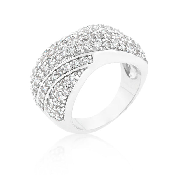 LOVCIA Diagonal Pave Set Cubic Zirconia Cocktail Ring