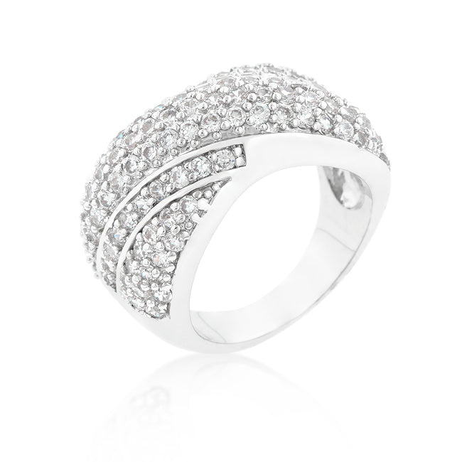 LOVCIA Diagonal Pave Set Cubic Zirconia Cocktail Ring