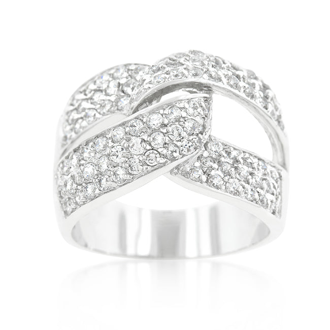 LOVCIA Elegant Knot Design Cubic Zirconia Ring