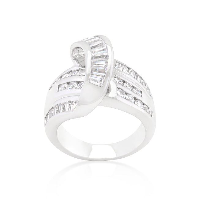 LOVCIA Diagonal Channel Set Cubic Zirconia Cocktail Ring