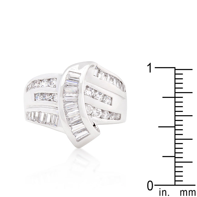 LOVCIA Diagonal Channel Set Cubic Zirconia Cocktail Ring