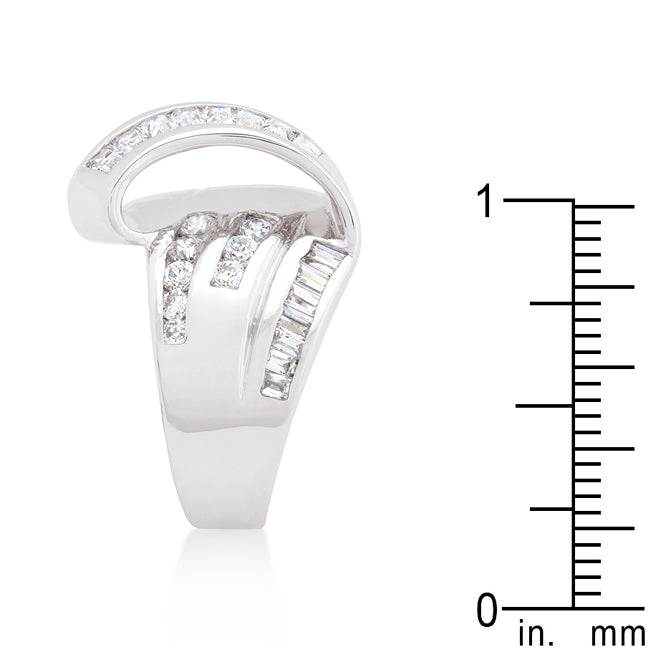 LOVCIA Diagonal Channel Set Cubic Zirconia Cocktail Ring