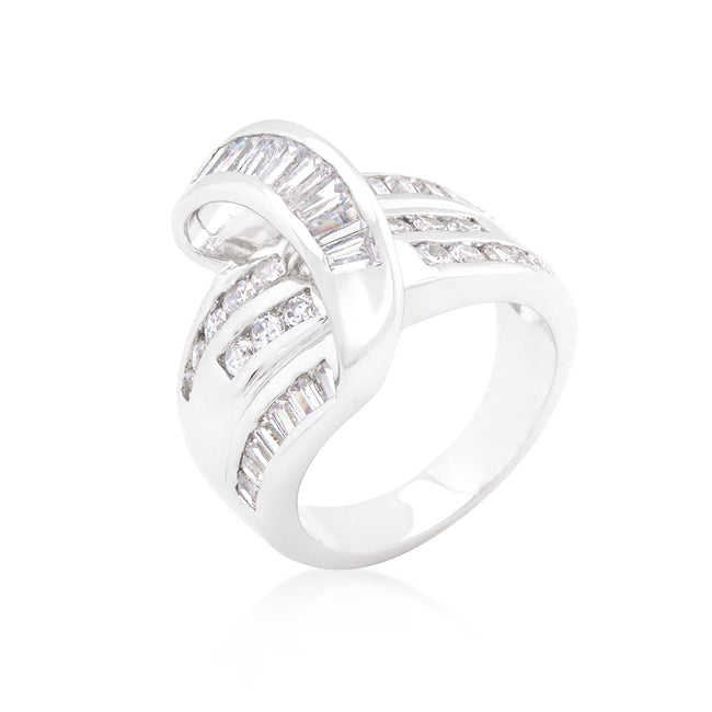 LOVCIA Diagonal Channel Set Cubic Zirconia Cocktail Ring