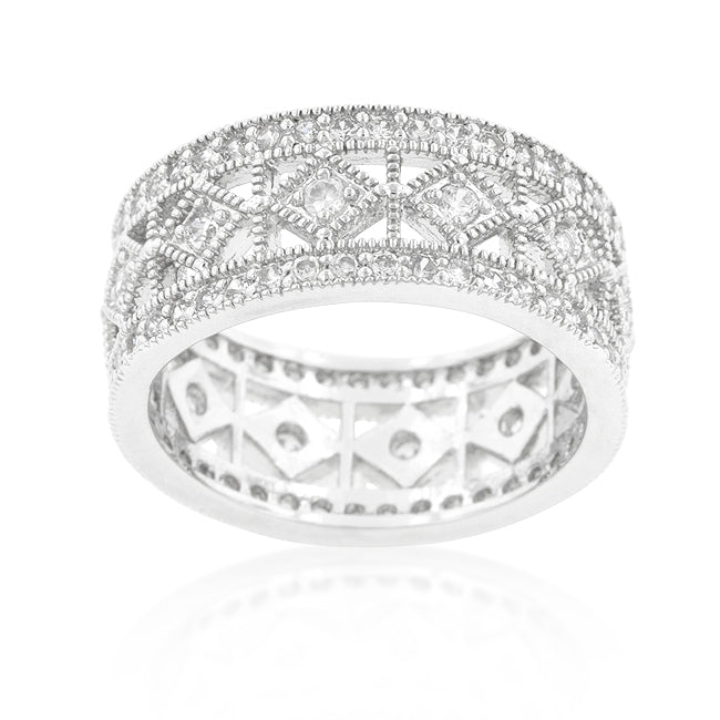 LOVCIA Elegant Cubic Zirconia Pave Band in Sterling Silver