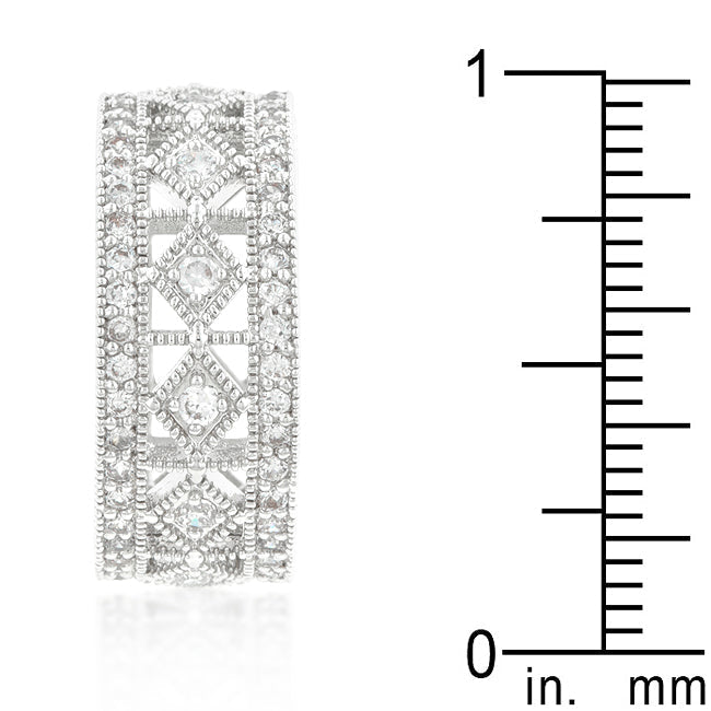 LOVCIA Elegant Cubic Zirconia Pave Band in Sterling Silver