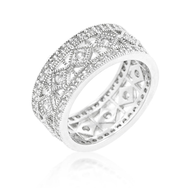 LOVCIA Elegant Cubic Zirconia Pave Band in Sterling Silver