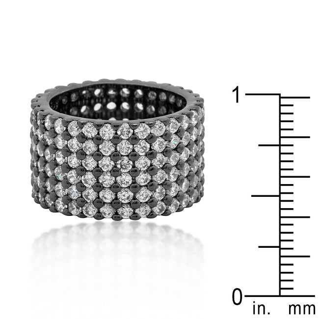 LOVCIA Glamorous Hematite-Coated Wide Pave Cubic Zirconia Ring