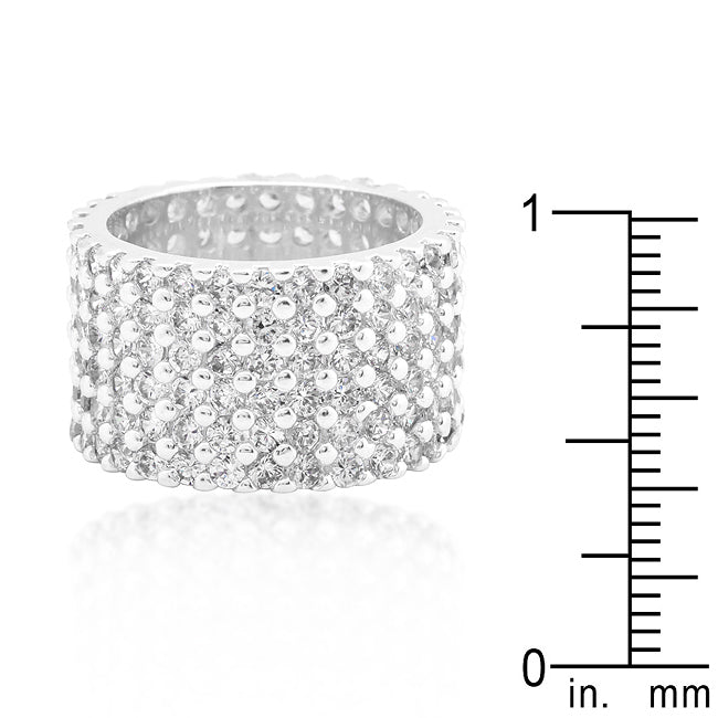 LOVCIA Glamorous Rhodium-Plated Wide Pave CZ Ring