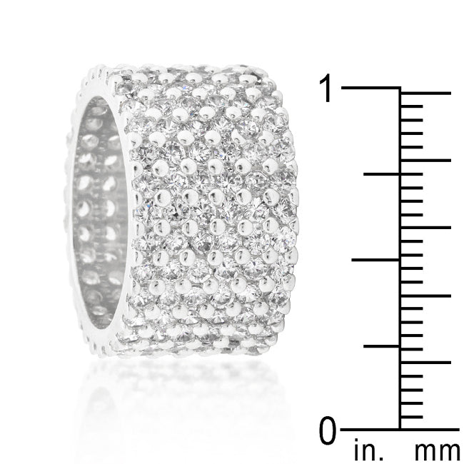 LOVCIA Glamorous Rhodium-Plated Wide Pave CZ Ring