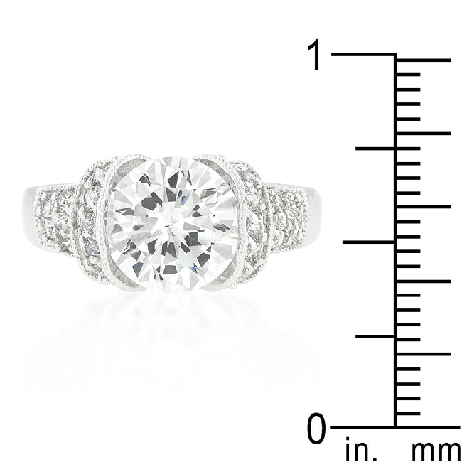 LOVCIA Elegant Tension-Set Round Cubic Zirconia Engagement Ring