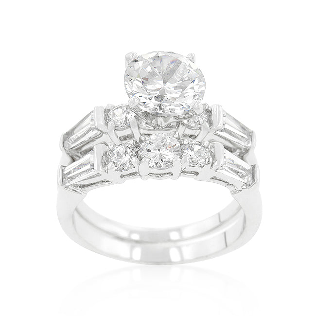 LOVCIA Elegant Engagement Ring with Radiant Center Stone