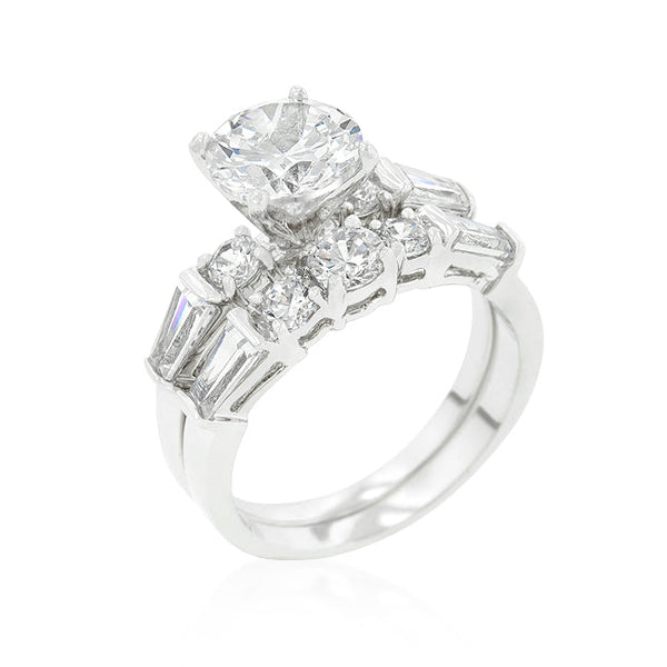 LOVCIA Elegant Engagement Ring with Radiant Center Stone