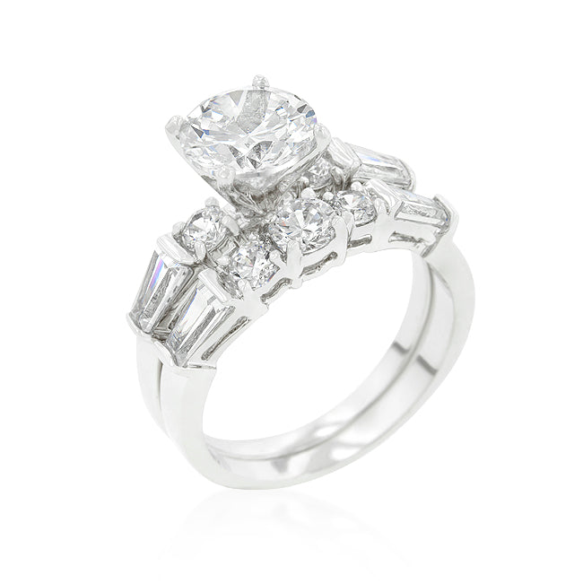 LOVCIA Elegant Engagement Ring with Radiant Center Stone