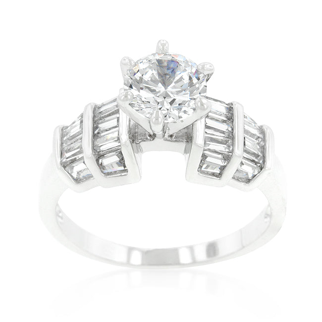 LOVCIA Elegant Tapered Cubic Zirconia Engagement Ring