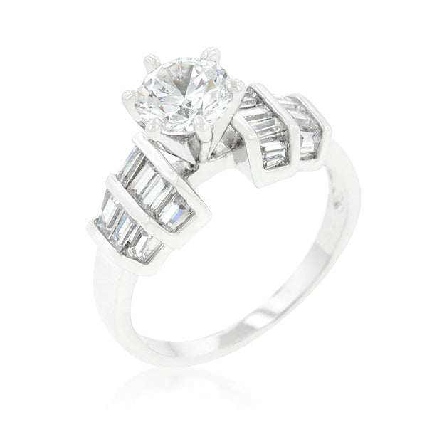 LOVCIA Elegant Tapered Cubic Zirconia Engagement Ring