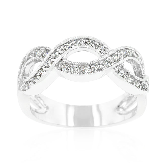 LOVCIA Radiant Rhodium-Plated Infinity Ring with Cubic Zirconia