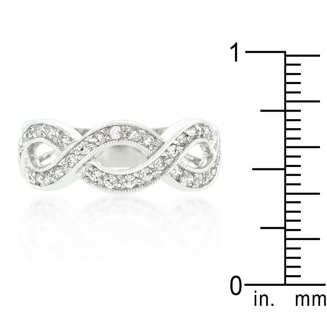 LOVCIA Radiant Rhodium-Plated Infinity Ring with Cubic Zirconia