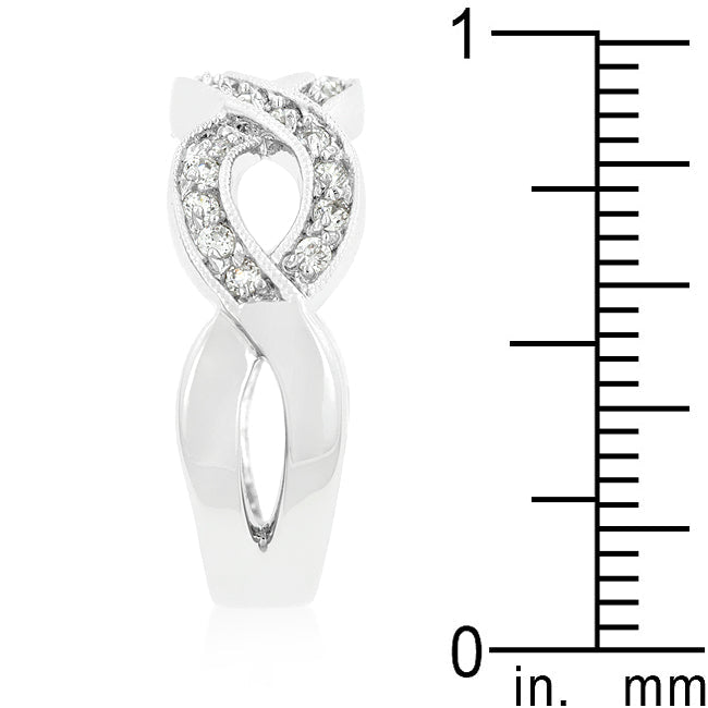 LOVCIA Radiant Rhodium-Plated Infinity Ring with Cubic Zirconia