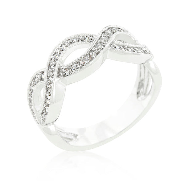 LOVCIA Radiant Rhodium-Plated Infinity Ring with Cubic Zirconia