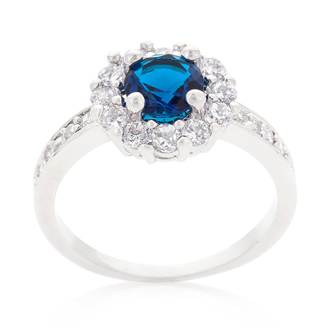 LOVCIA Elegant Sapphire Halo Round Cut Engagement Ring