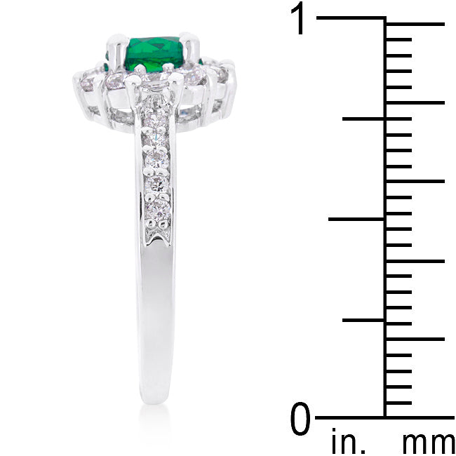 LOVCIA Forever Green Birthstone Engagement Ring in Rhodium Finish