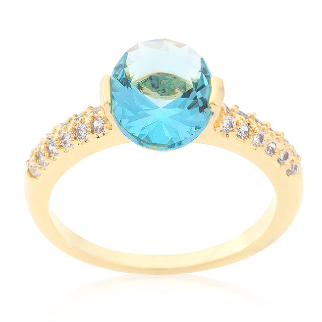 LOVCIA Elegant Aqua Oval CZ Engagement Ring