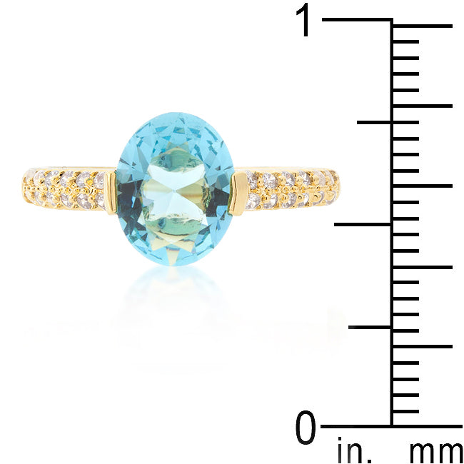 LOVCIA Elegant Aqua Oval CZ Engagement Ring