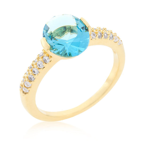 LOVCIA Elegant Aqua Oval CZ Engagement Ring