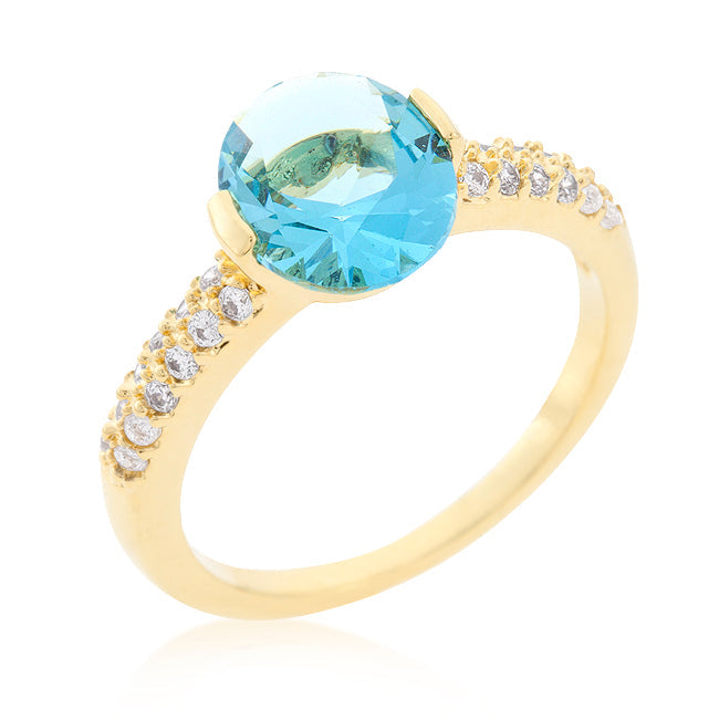 LOVCIA Elegant Aqua Oval CZ Engagement Ring