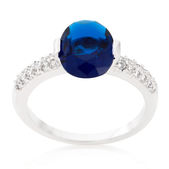 LOVCIA Elegant Blue Oval-Cut Cubic Zirconia Engagement Ring