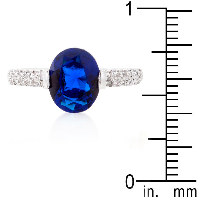 LOVCIA Elegant Blue Oval-Cut Cubic Zirconia Engagement Ring