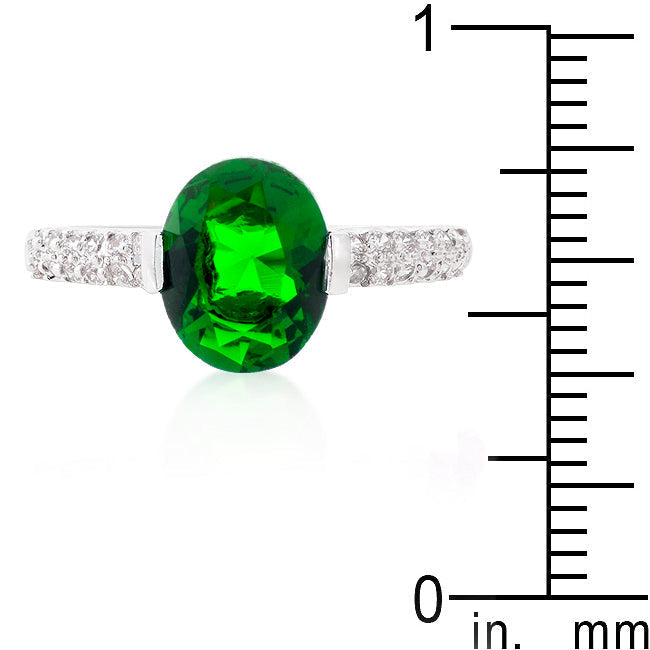 LOVCIA Elegant Green Oval-Cut Cubic Zirconia Engagement Ring