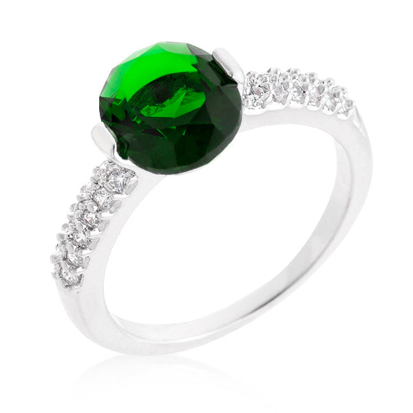 LOVCIA Elegant Green Oval-Cut Cubic Zirconia Engagement Ring