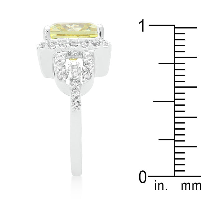 LOVCIA Radiant Halo Princess Cut Peridot Zirconia Ring