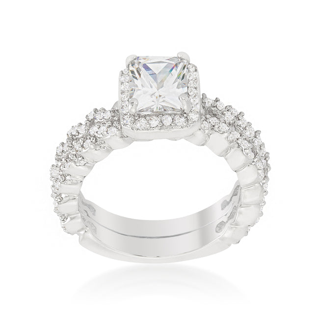 LOVCIA Radiant Halo Platinum Wedding Set