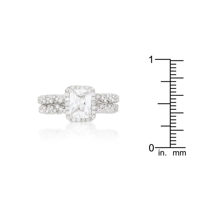 LOVCIA Radiant Halo Platinum Wedding Set