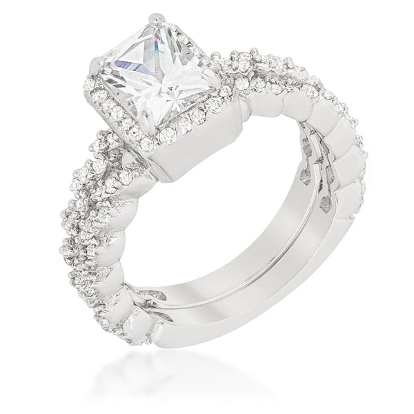 LOVCIA Radiant Halo Platinum Wedding Set