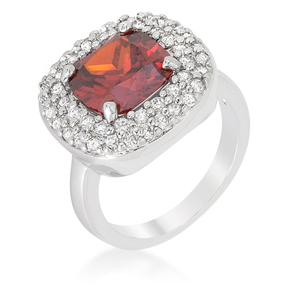 LOVCIA Silver Shine Micropave Red Zirconia Bridal Ring