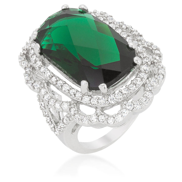 LOVCIA Elegant Green Crest Cocktail Ring