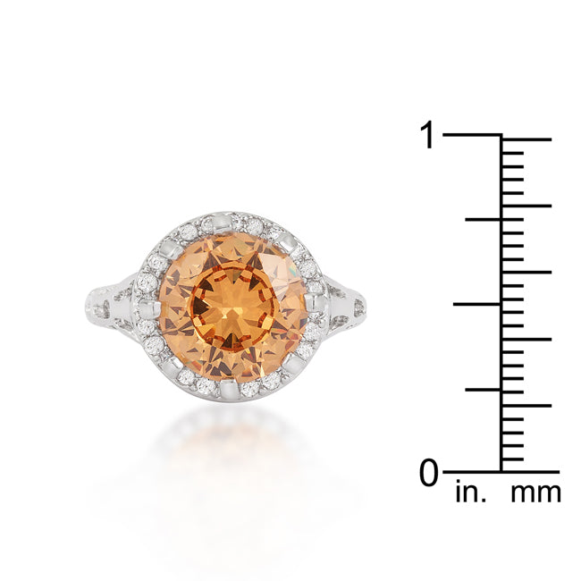 LOVCIA Rhodium-Plated Champagne Zircon Cocktail Ring