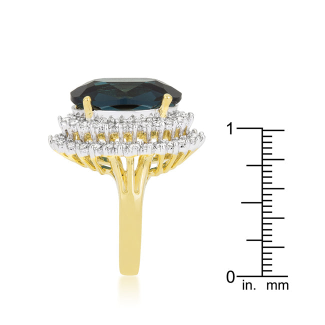 LOVCIA Radiant Two-Tone Halo Oval Cocktail Ring