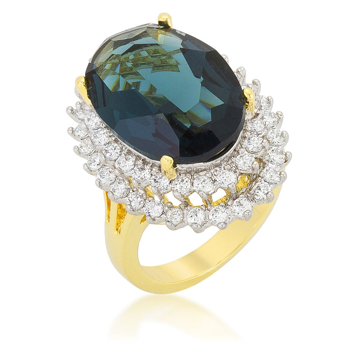 LOVCIA Radiant Two-Tone Halo Oval Cocktail Ring