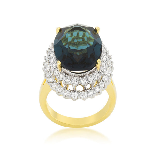 LOVCIA Radiant Two-Tone Halo Oval Cocktail Ring