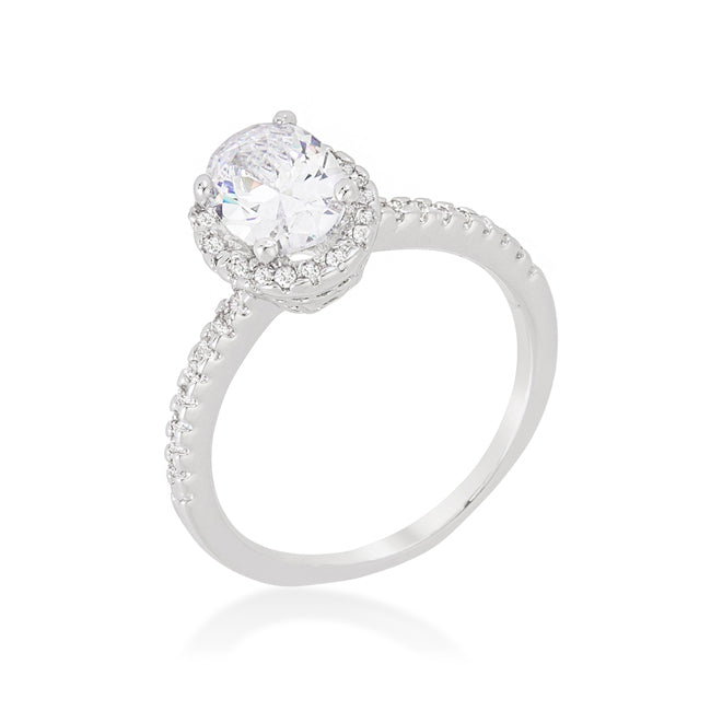 LOVCIA Oval Halo Twist Shank Cubic Zirconia Engagement Ring