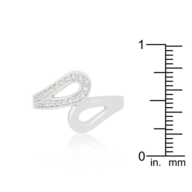 LOVCIA Elegant Rhodium-Plated Split Shank Ring with Cubic Zirconia