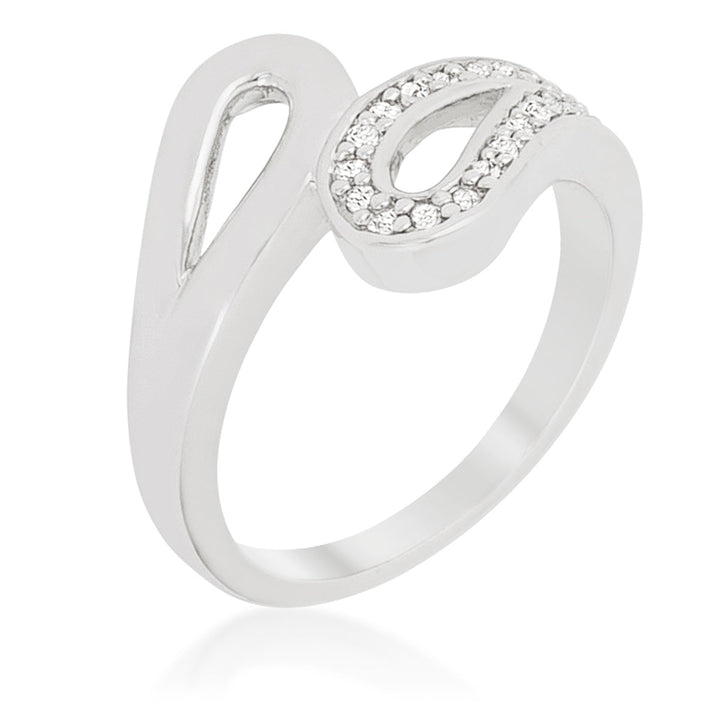 LOVCIA Elegant Rhodium-Plated Split Shank Ring with Cubic Zirconia