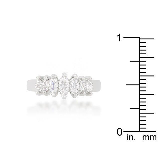 LOVCIA Elegant Marquise-Cut Rhodium Anniversary Ring