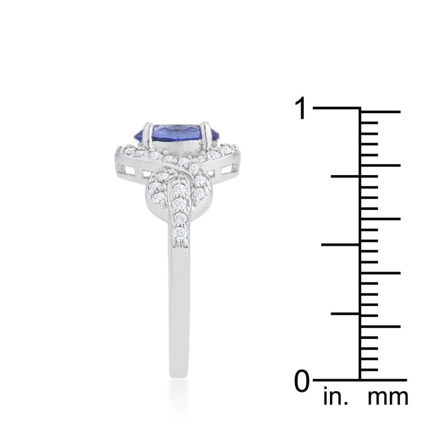 LOVCIA Elegant Halo Tanzanite Cocktail Ring with Infinity Shank